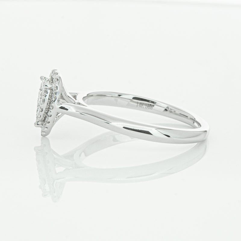 14ct White Gold Diamond Pear Saturn Ring-Ring-Walker & Hall