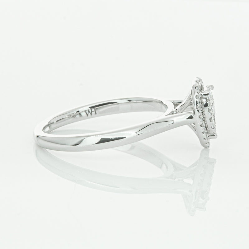 14ct White Gold Diamond Pear Saturn Ring-Ring-Walker & Hall