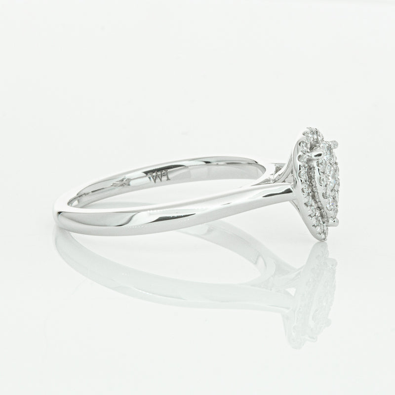 14ct White Gold Diamond Pear Saturn Ring-Ring-Walker & Hall