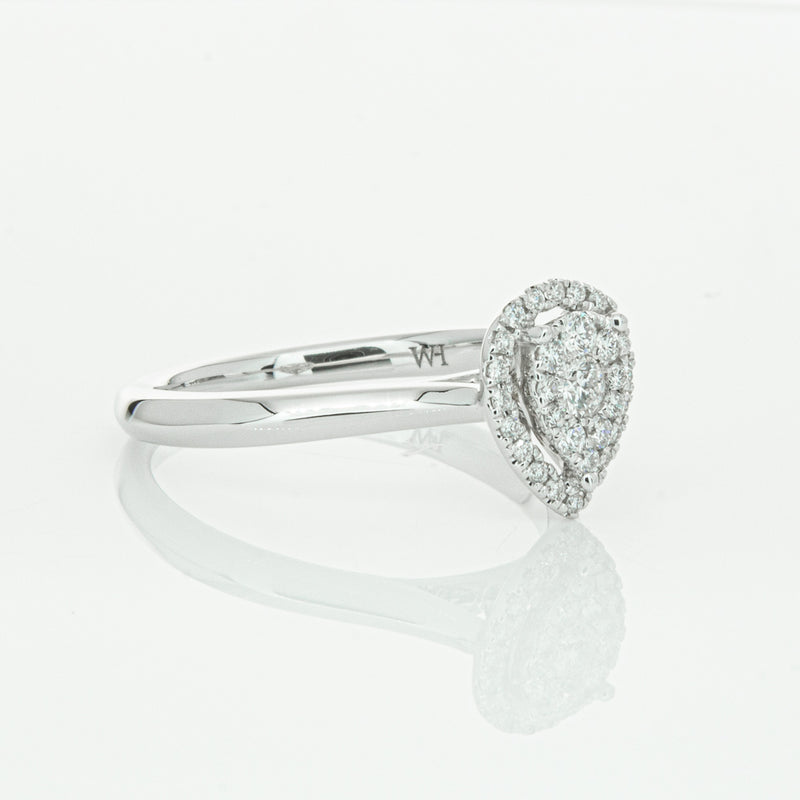 14ct White Gold Diamond Pear Saturn Ring-Ring-Walker & Hall