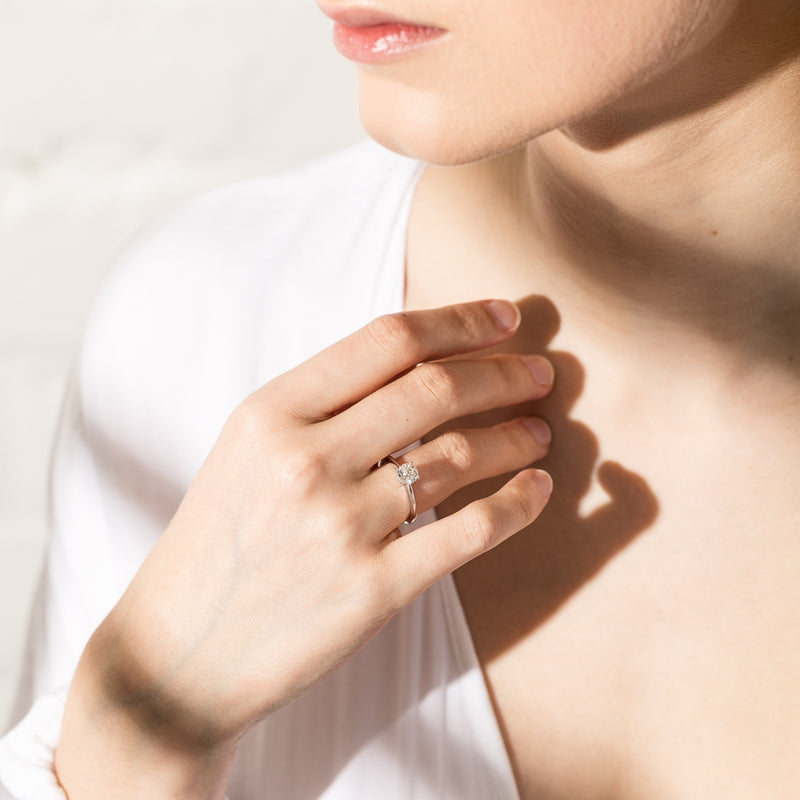 18ct White Gold Old Mine Cut Diamond Ring-Ring-Walker & Hall