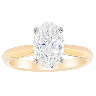 18ct Yellow Gold Oval Cut Diamond Venetian Ring-Ring-Walker & Hall