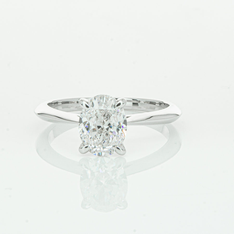 18ct White Gold 1.50ct Oval Cut Diamond Venetian Ring-Ring-Walker & Hall