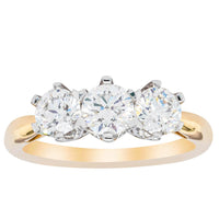 18ct Yellow Gold 1.52ct Diamond Trilogy Ring-Ring-Walker & Hall