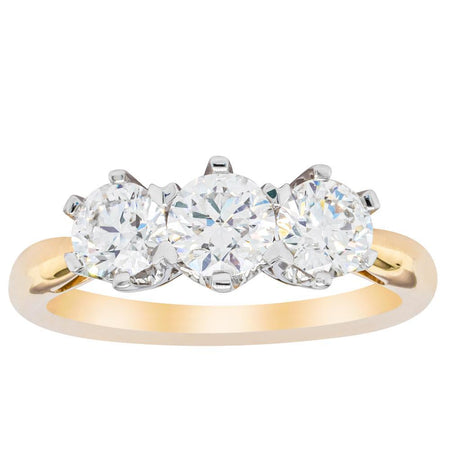 18ct Yellow Gold 1.52ct Diamond Trilogy Ring-Ring-Walker & Hall