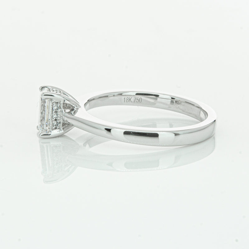 18ct White Gold Emerald Cut Diamond Ring-Ring-Walker & Hall