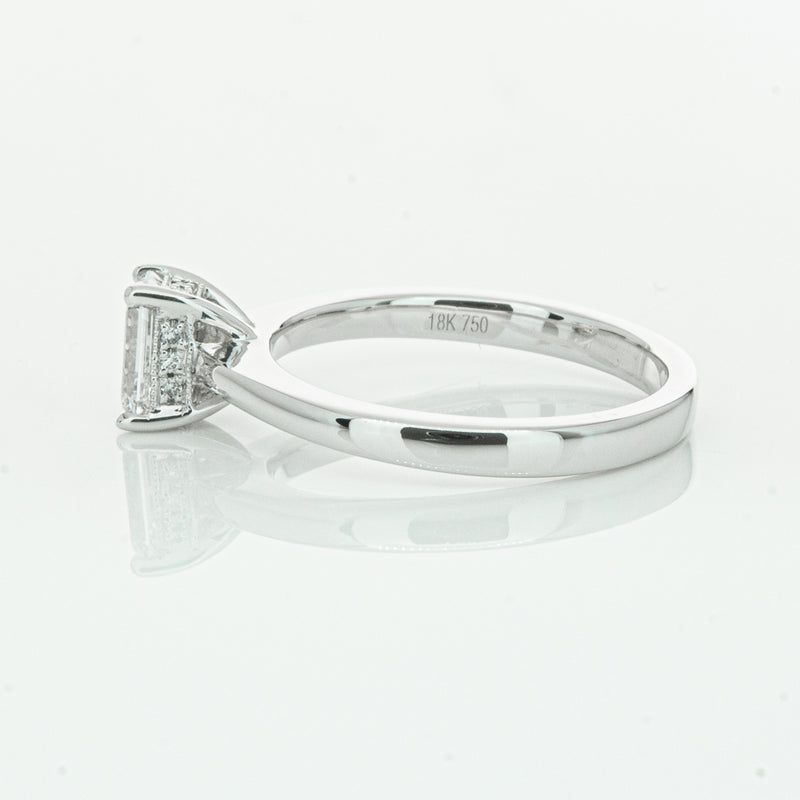 18ct White Gold Emerald Cut Diamond Ring-Ring-Walker & Hall