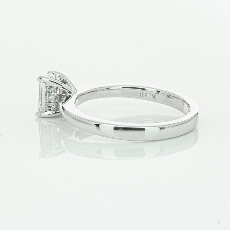 18ct White Gold Emerald Cut Diamond Ring-Ring-Walker & Hall