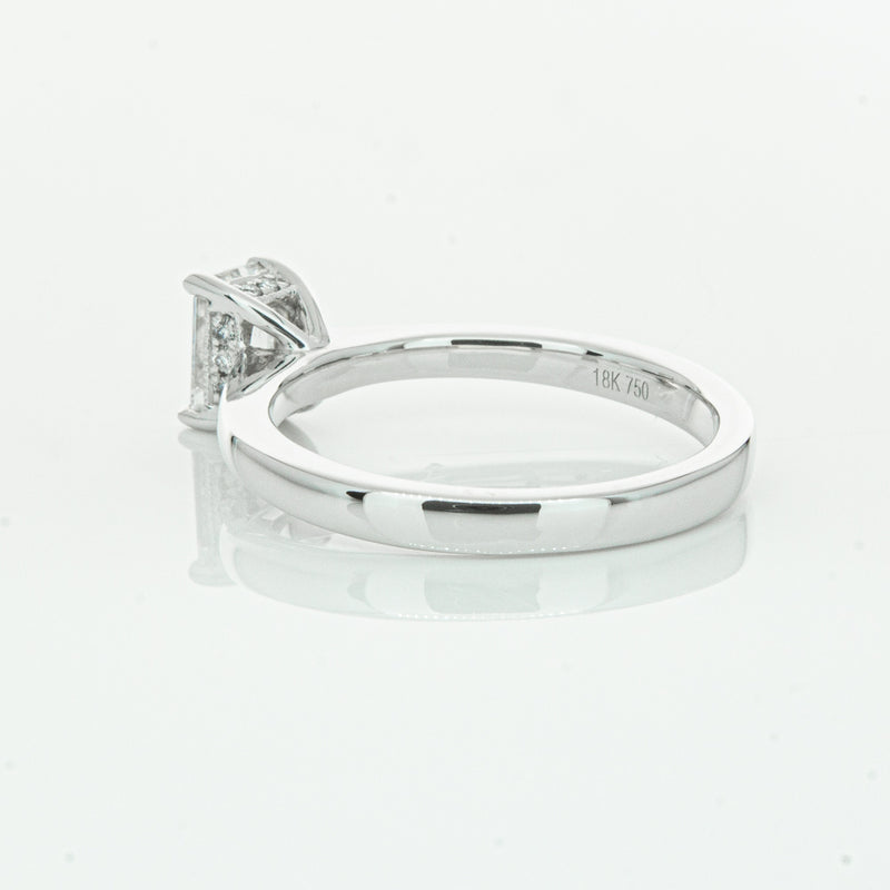 18ct White Gold Emerald Cut Diamond Ring-Ring-Walker & Hall