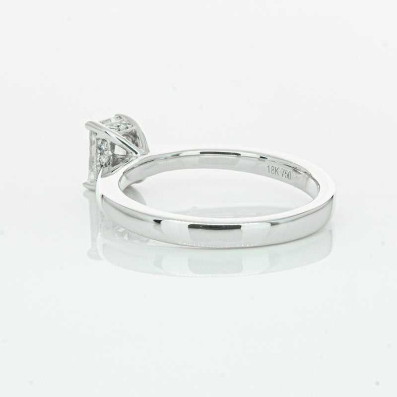18ct White Gold Emerald Cut Diamond Ring-Ring-Walker & Hall