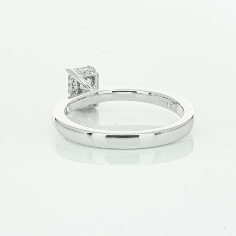 18ct White Gold Emerald Cut Diamond Ring-Ring-Walker & Hall