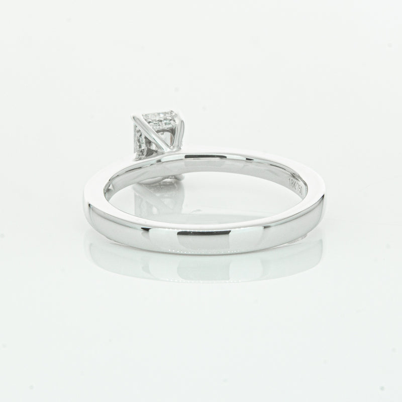 18ct White Gold Emerald Cut Diamond Ring-Ring-Walker & Hall