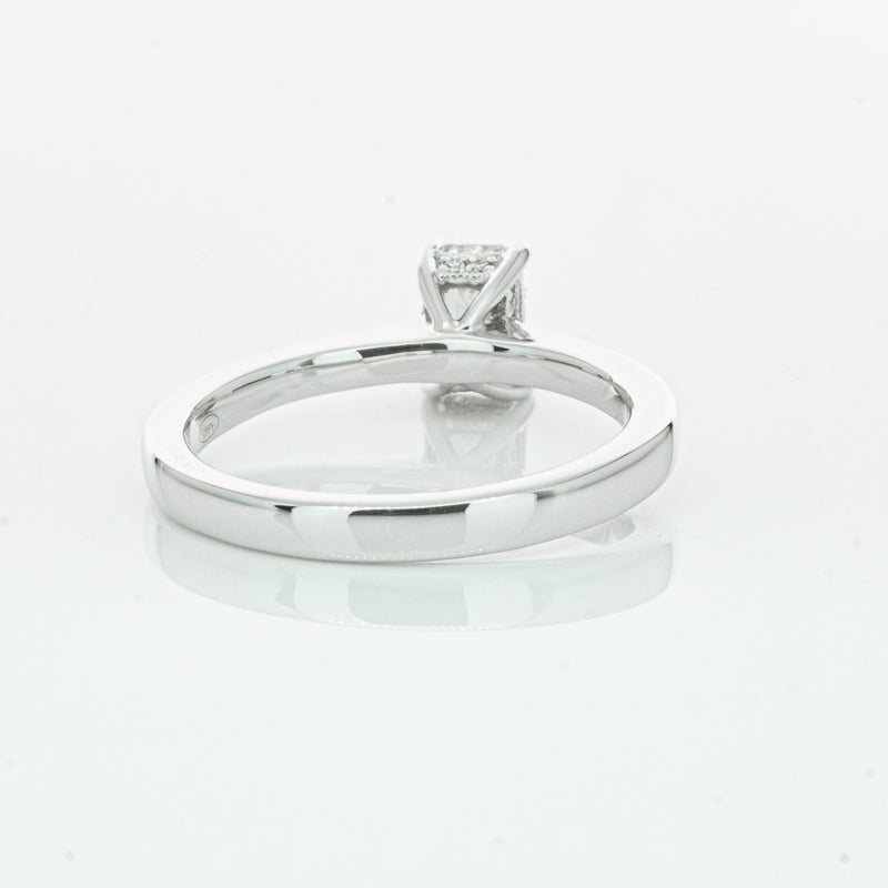 18ct White Gold Emerald Cut Diamond Ring-Ring-Walker & Hall