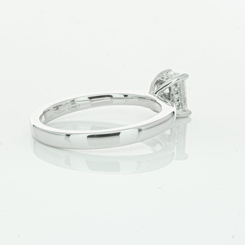 18ct White Gold Emerald Cut Diamond Ring-Ring-Walker & Hall