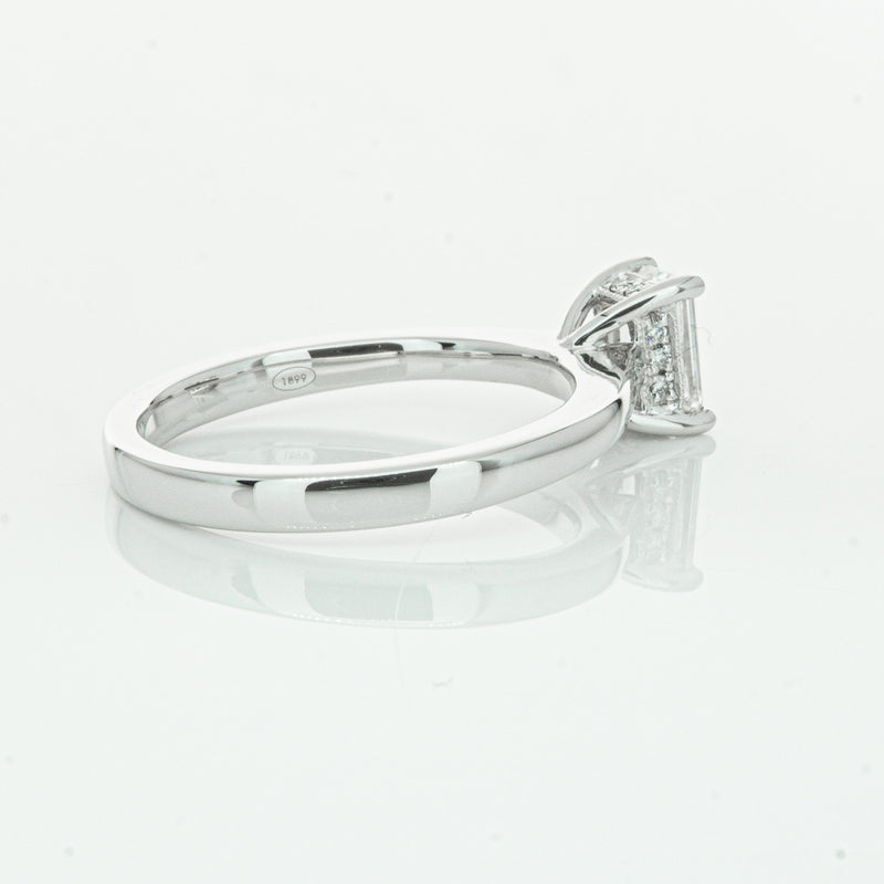 18ct White Gold Emerald Cut Diamond Ring-Ring-Walker & Hall