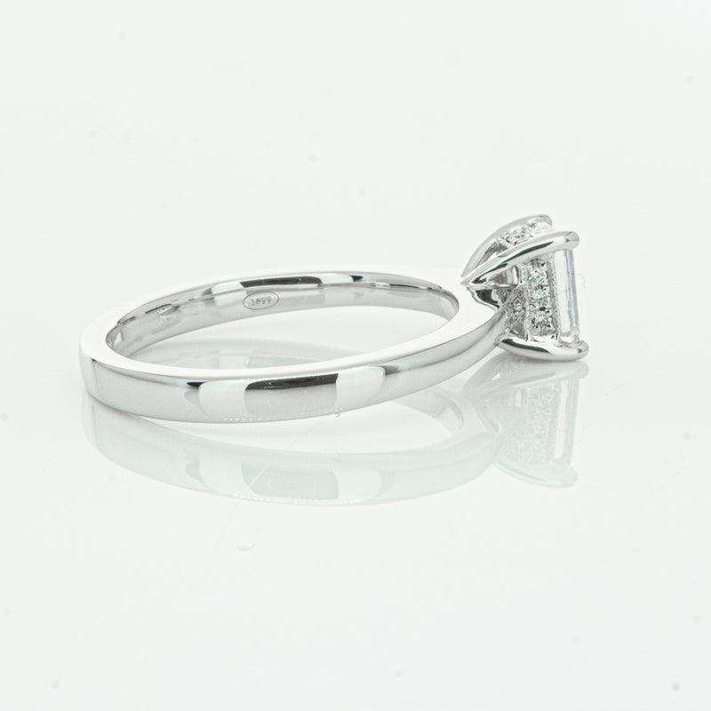 18ct White Gold Emerald Cut Diamond Ring-Ring-Walker & Hall