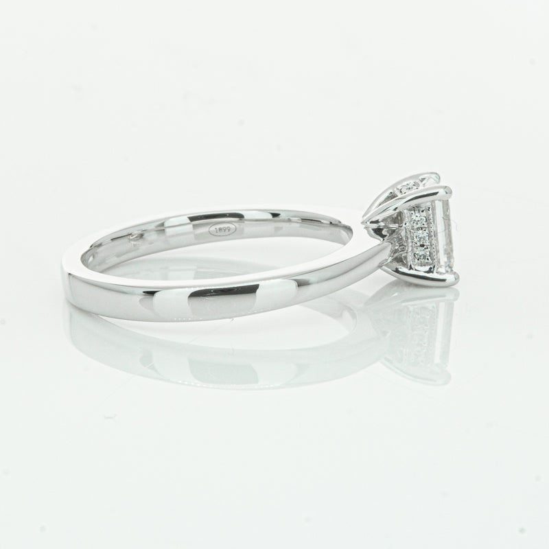 18ct White Gold Emerald Cut Diamond Ring-Ring-Walker & Hall