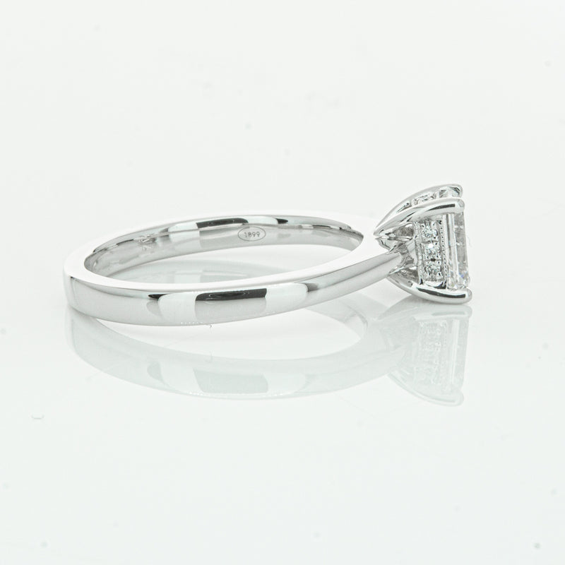 18ct White Gold Emerald Cut Diamond Ring-Ring-Walker & Hall