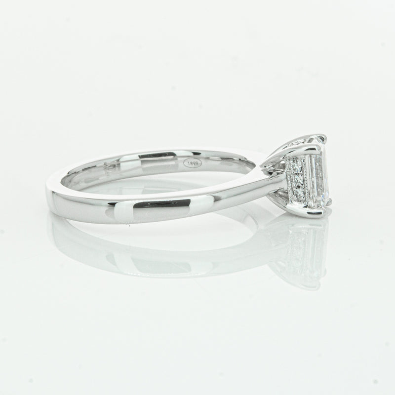 18ct White Gold Emerald Cut Diamond Ring-Ring-Walker & Hall