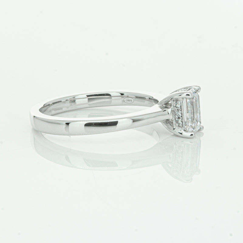 18ct White Gold Emerald Cut Diamond Ring-Ring-Walker & Hall