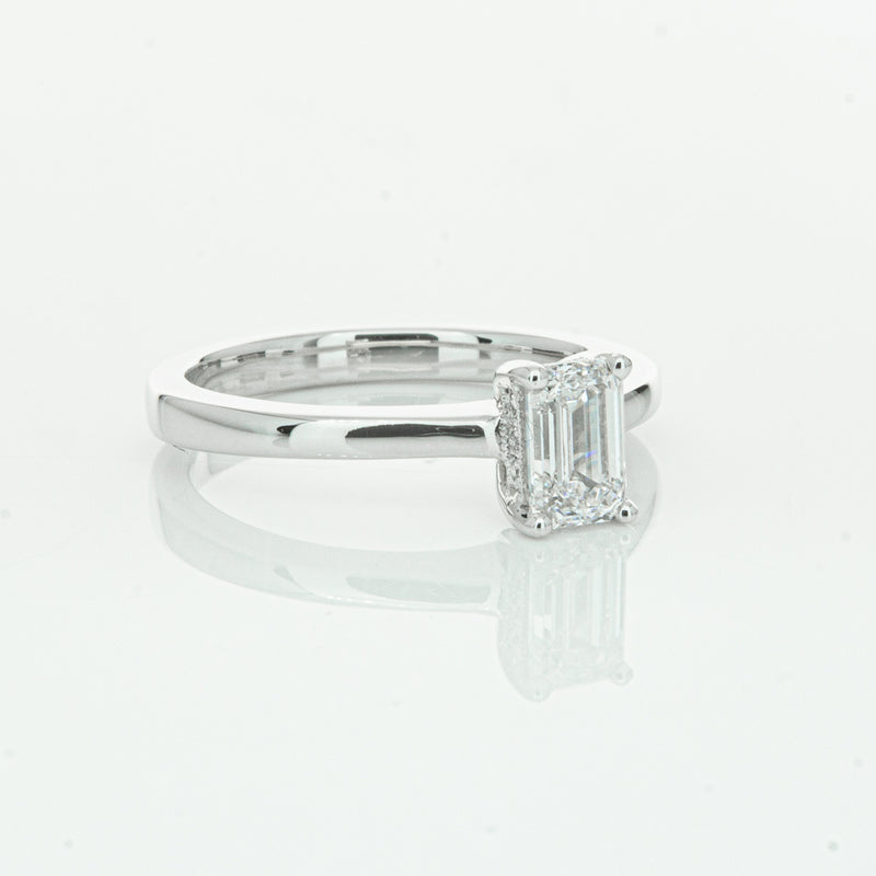 18ct White Gold Emerald Cut Diamond Ring-Ring-Walker & Hall