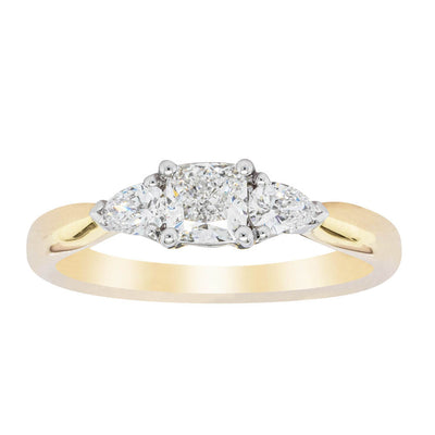 18ct Yellow Gold .51ct Cushion Cut Diamond Ayla Ring-Ring-Walker & Hall
