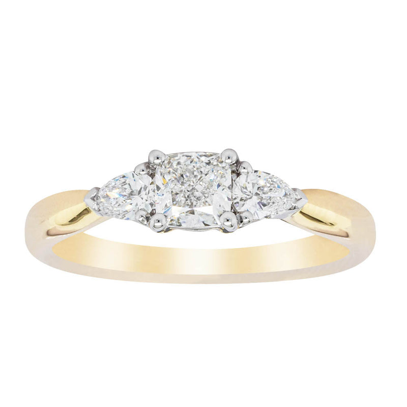 18ct Yellow Gold .51ct Cushion Cut Diamond Ayla Ring-Ring-Walker & Hall