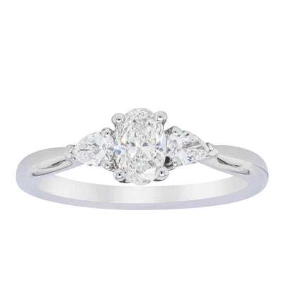 18ct White Gold .40ct Oval Diamond Ayla Ring-Ring-Walker & Hall