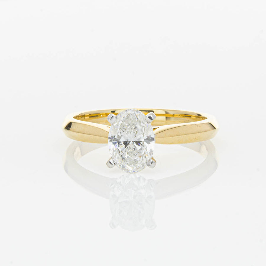 18ct Yellow Gold 1.00ct Oval Cut Diamond Venetian Ring-Ring-Walker & Hall