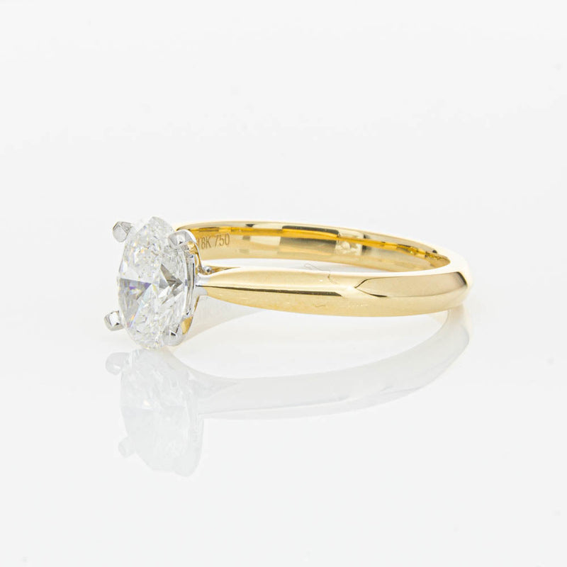 18ct Yellow Gold 1.00ct Oval Cut Diamond Venetian Ring-Ring-Walker & Hall