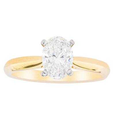 18ct Yellow Gold 1.00ct Oval Cut Diamond Venetian Ring-Ring-Walker & Hall