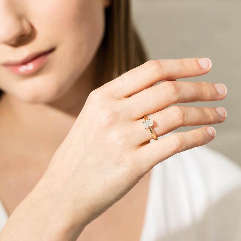 18ct Yellow Gold 1.00ct Oval Cut Diamond Venetian Ring-Ring-Walker & Hall