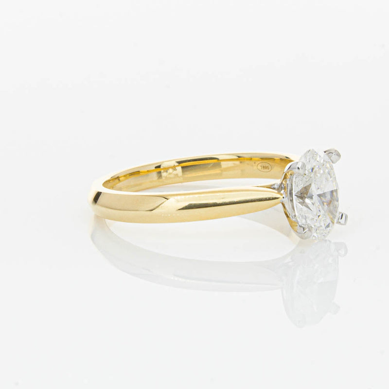 18ct Yellow Gold 1.00ct Oval Cut Diamond Venetian Ring-Ring-Walker & Hall