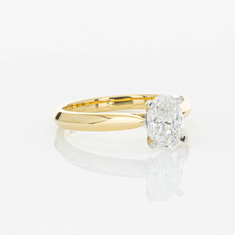 18ct Yellow Gold 1.00ct Oval Cut Diamond Venetian Ring-Ring-Walker & Hall