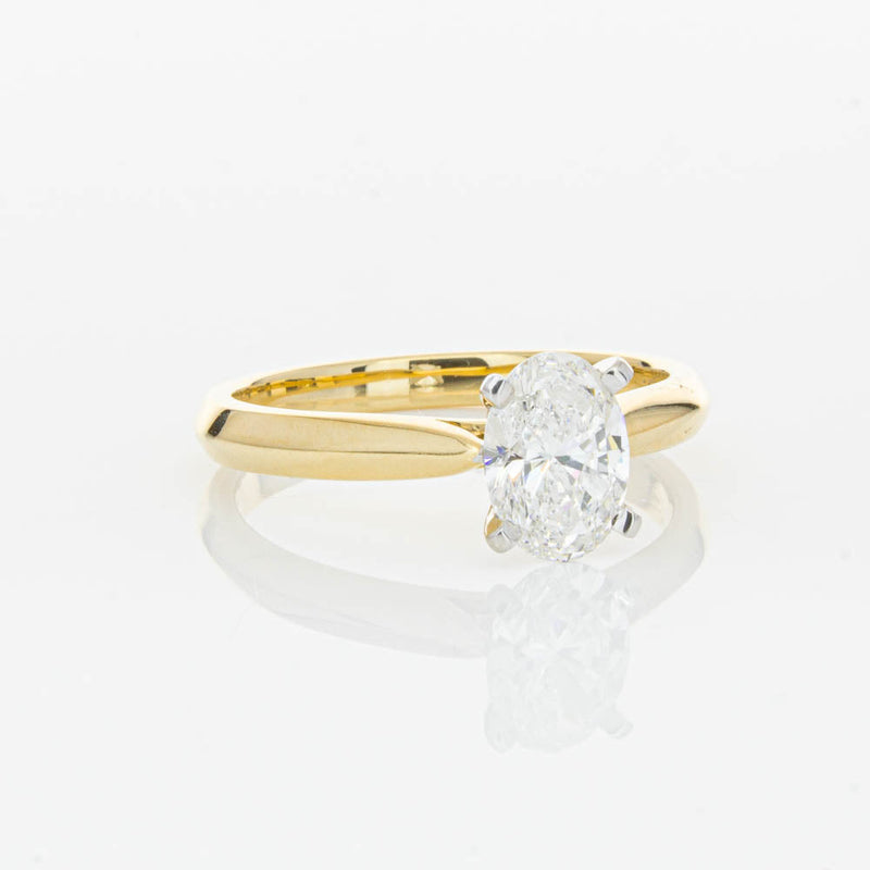 18ct Yellow Gold 1.00ct Oval Cut Diamond Venetian Ring-Ring-Walker & Hall