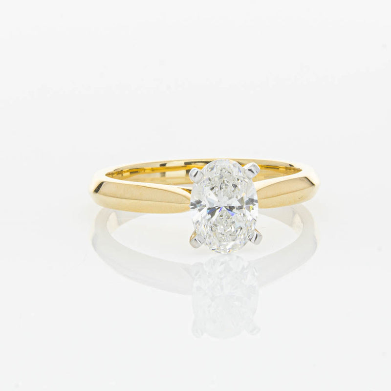 18ct Yellow Gold 1.00ct Oval Cut Diamond Venetian Ring-Ring-Walker & Hall