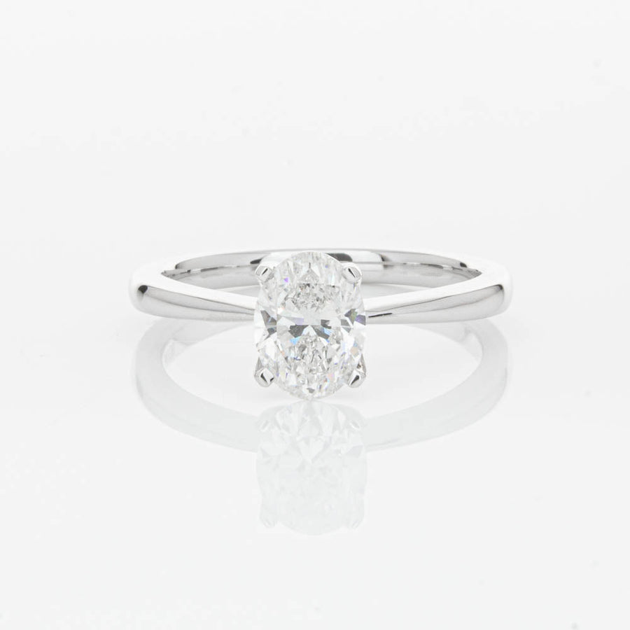 18ct White Gold 1.00ct Oval Cut Diamond Royale Ring-Ring-Walker & Hall