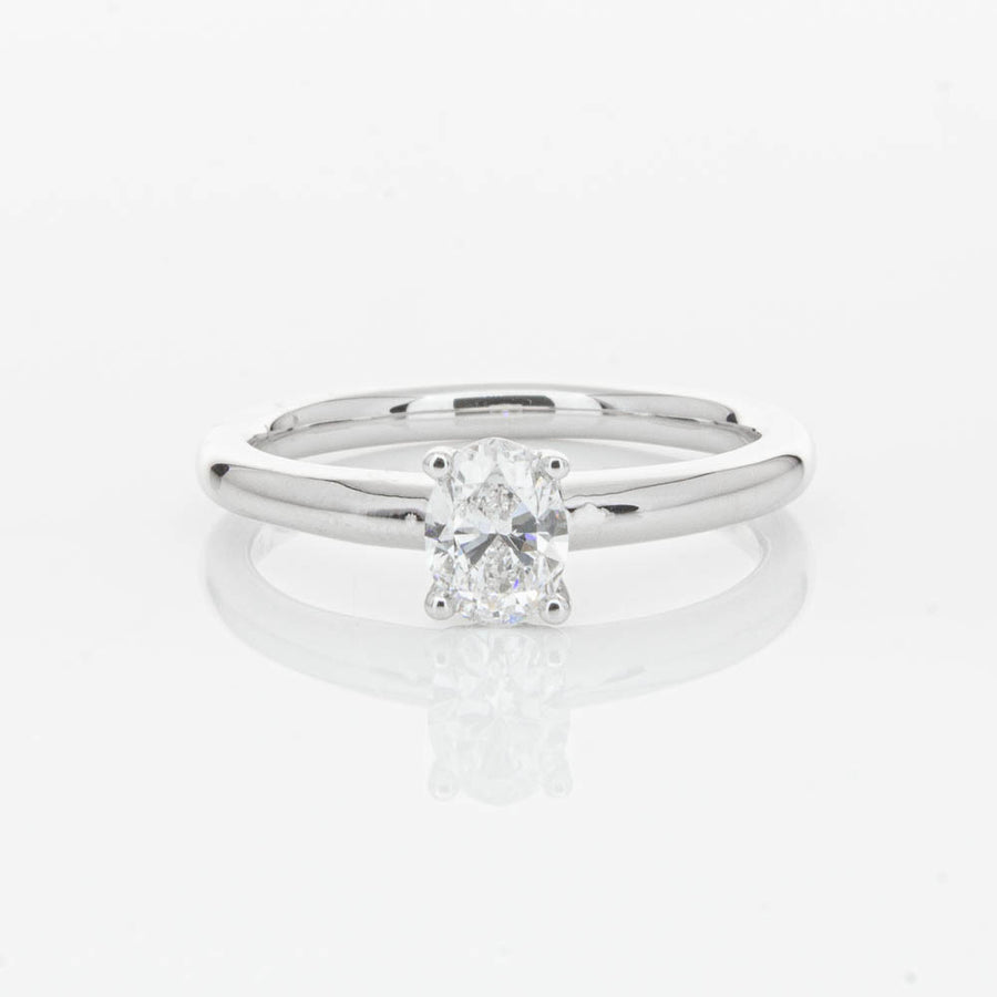 18ct White Gold Oval Cut Diamond Ring-Ring-Walker & Hall