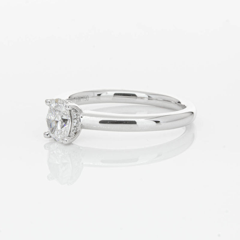18ct White Gold Oval Cut Diamond Ring-Ring-Walker & Hall