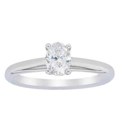 18ct White Gold Oval Cut Diamond Ring-Ring-Walker & Hall