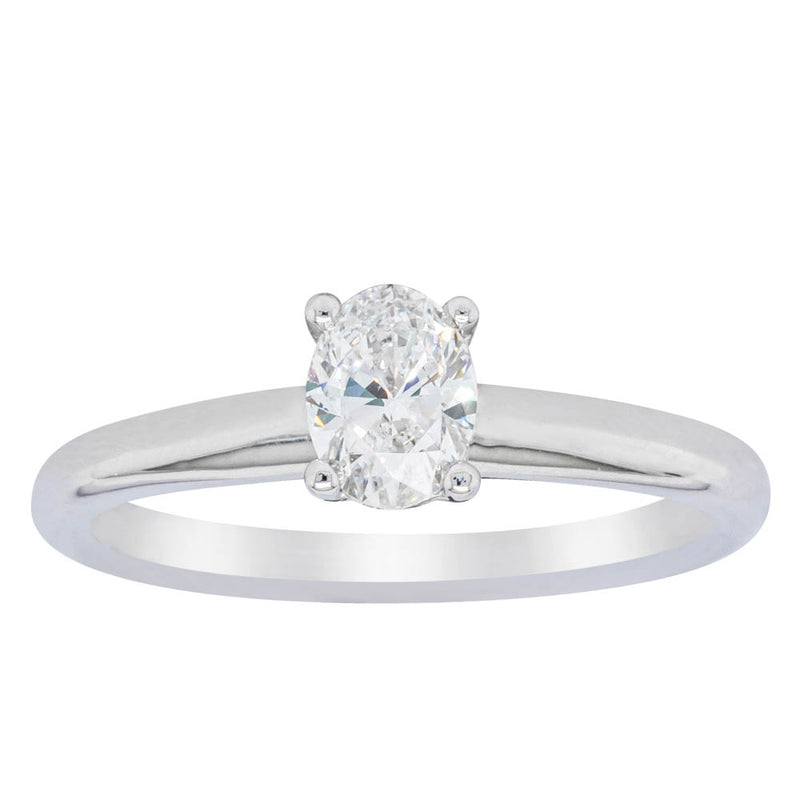 18ct White Gold Oval Cut Diamond Ring-Ring-Walker & Hall