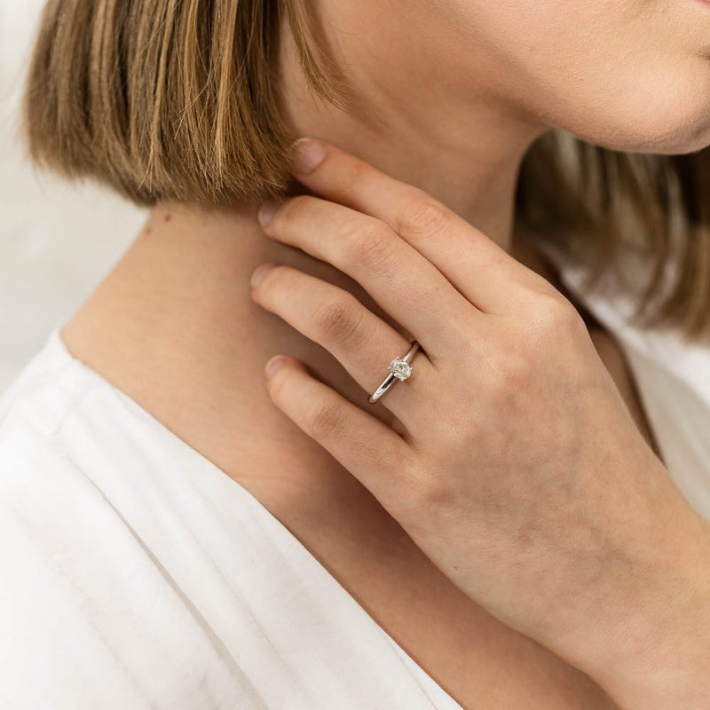 18ct White Gold Oval Cut Diamond Ring-Ring-Walker & Hall