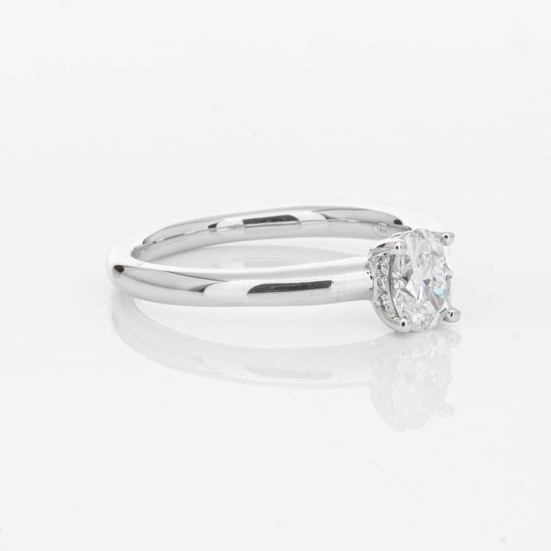 18ct White Gold Oval Cut Diamond Ring-Ring-Walker & Hall
