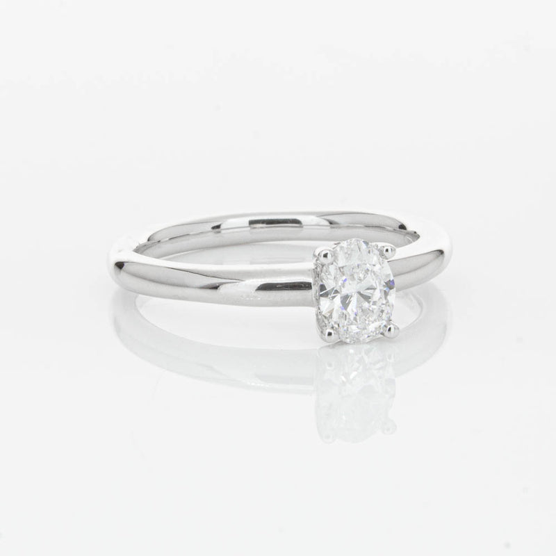 18ct White Gold Oval Cut Diamond Ring-Ring-Walker & Hall