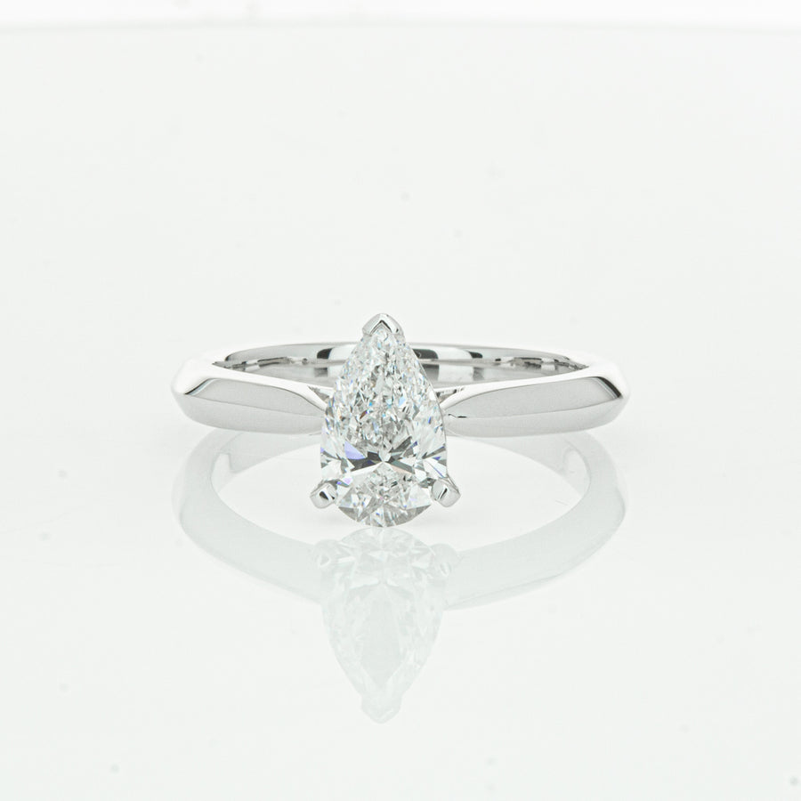 18ct White Gold 1.00ct Pear Cut Diamond Venetian Ring-Ring-Walker & Hall