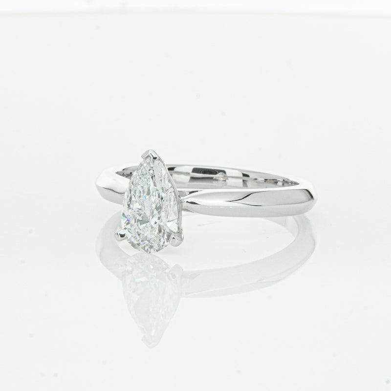 18ct White Gold 1.00ct Pear Cut Diamond Venetian Ring-Ring-Walker & Hall