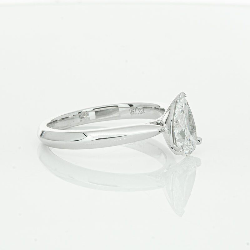 18ct White Gold 1.00ct Pear Cut Diamond Venetian Ring-Ring-Walker & Hall
