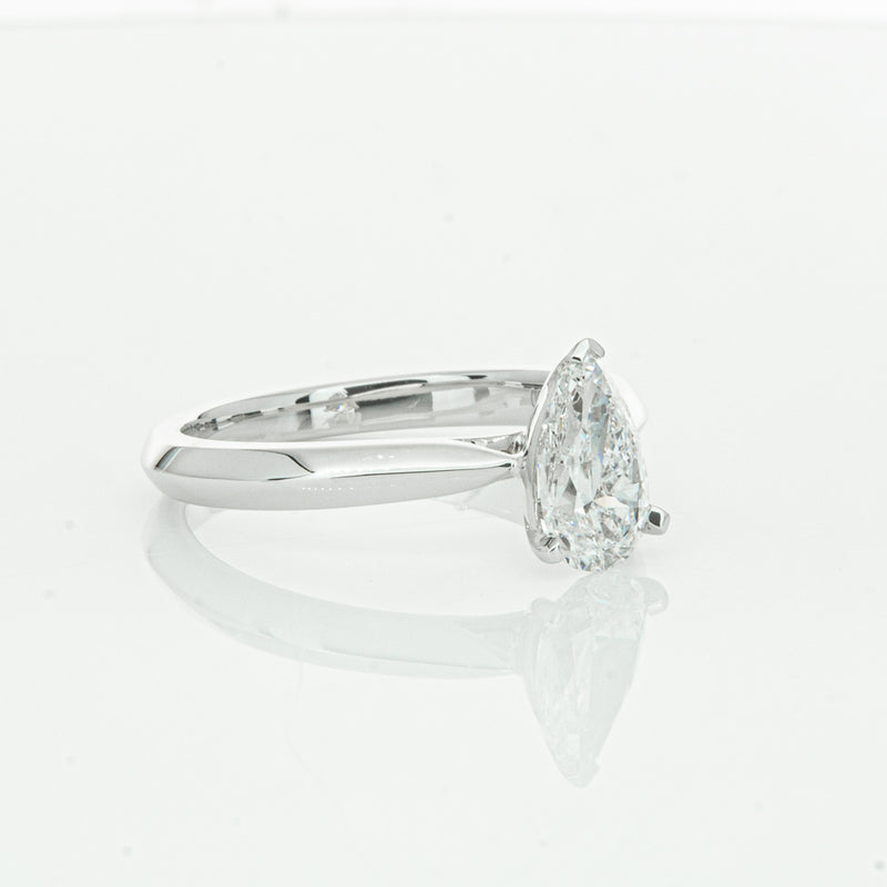 18ct White Gold 1.00ct Pear Cut Diamond Venetian Ring-Ring-Walker & Hall