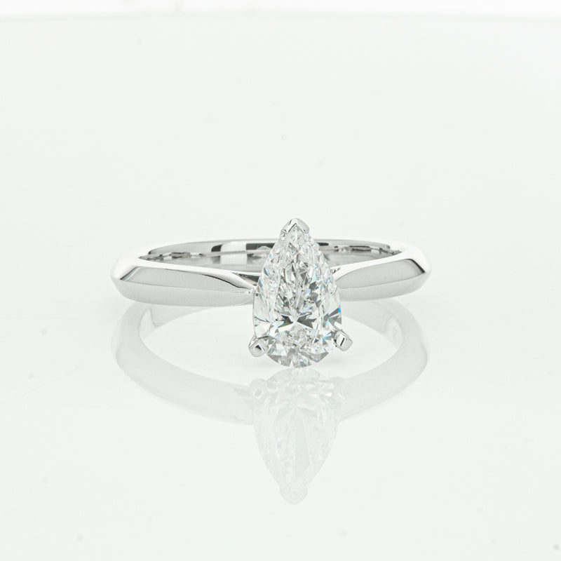 18ct White Gold 1.00ct Pear Cut Diamond Venetian Ring-Ring-Walker & Hall