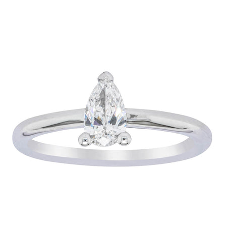 18ct White Gold .40ct Pear Cut Diamond Melba Ring-Ring-Walker & Hall
